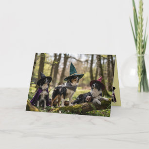 Festividades Cartão de Halloween de Bruxa do Border Collie