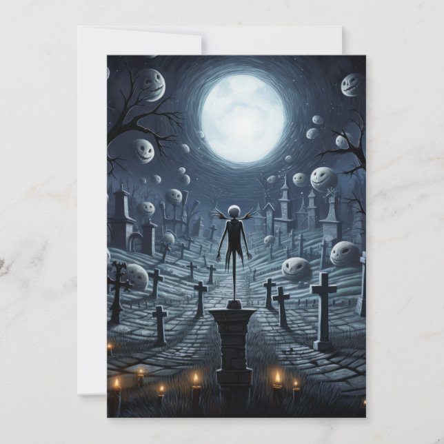 Festividades Cartão de Halloween de Cemitério (Frente)