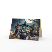 Cartão de Halloween de Gato Macbeth Fofo