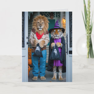Festividades Cartão de Halloween engraçado de Leão/Tigre