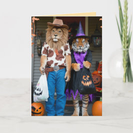 Festividades Cartão de Halloween engraçado do Leão/Tigre
