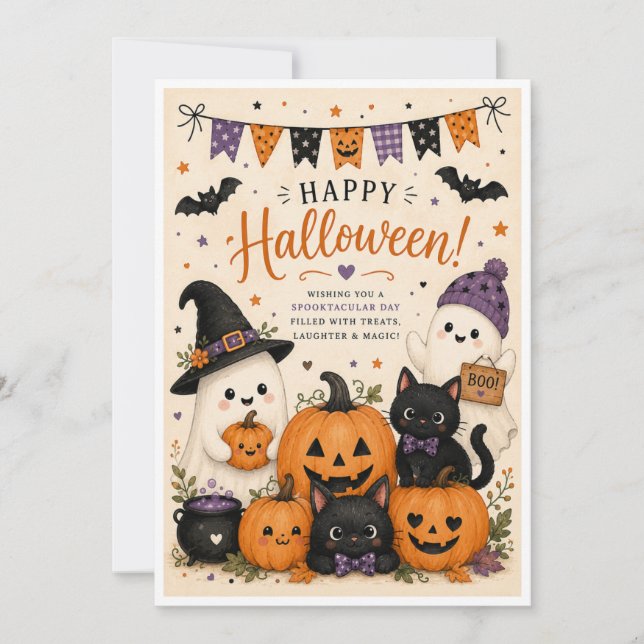 Festividades Cartão de Halloween Fofo (Frente)