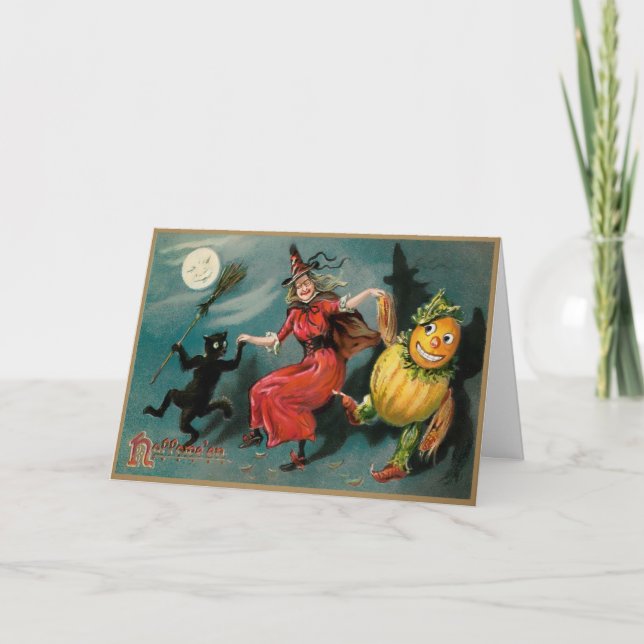 Festividades Cartão de Halloween para bruxas dançantes (Frente)