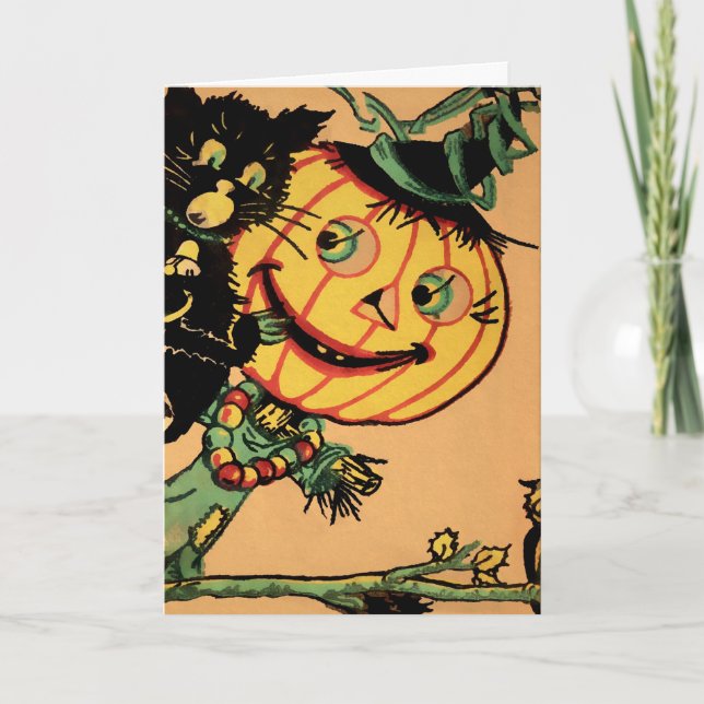 Festividades Cartão de Halloween Retro Pumpkin (Frente)