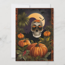 Cartão de Halloween Tropical Assustador - Dia dos 