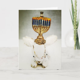 Festividades Cartão de Hanukkah - Aldo um coelho e um Menorah