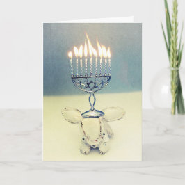 Festividades Cartão de Hanukkah - Aldo um coelho e um Menorah