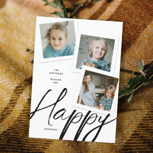 FESTIVIDADES CARTÃO DE HANUKKAH COM TRÊS FOTOS