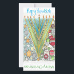 Festividades Cartão de Hanukkah do Natal<br><div class="desc">Deseje cartões de natal àqueles que comemoram o Natal e o Hanukkah ao mesmo tempo com este cartão desenhado mão de Hanukristmas/Christukkah,  tirado pelo artista Allison Carter dos @llistrations.</div>