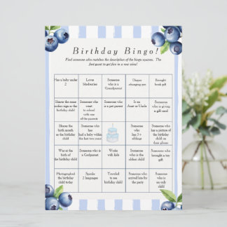 Festividades Cartão de jogo de Bingo de aniversário de mirtilo