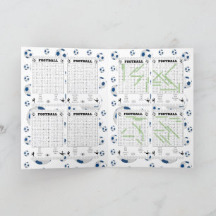 Festividades Cartão de jogos de busca de palavras de futebol