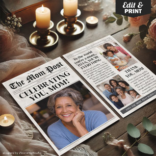 Festividades Cartão de jornal personalizado do Dia das Mães, an
