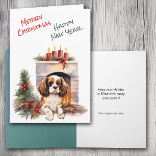 Festividades Cartão de Lareira Cavalier King Charles Spaniel