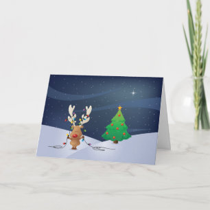 Festividades Cartão de Luzes de Natal Rudolph