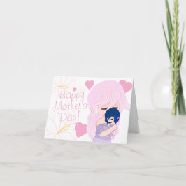 Festividades Cartão de Mãe de Desenho com sua Bebê Menina