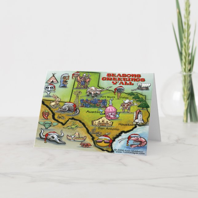 Festividades Cartão de Mapa de Natal TEXAS (Frente)