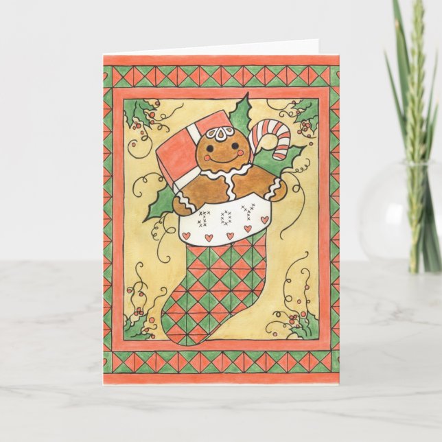 Festividades Cartão de Meia de Natal de Pão de Mel (Frente)