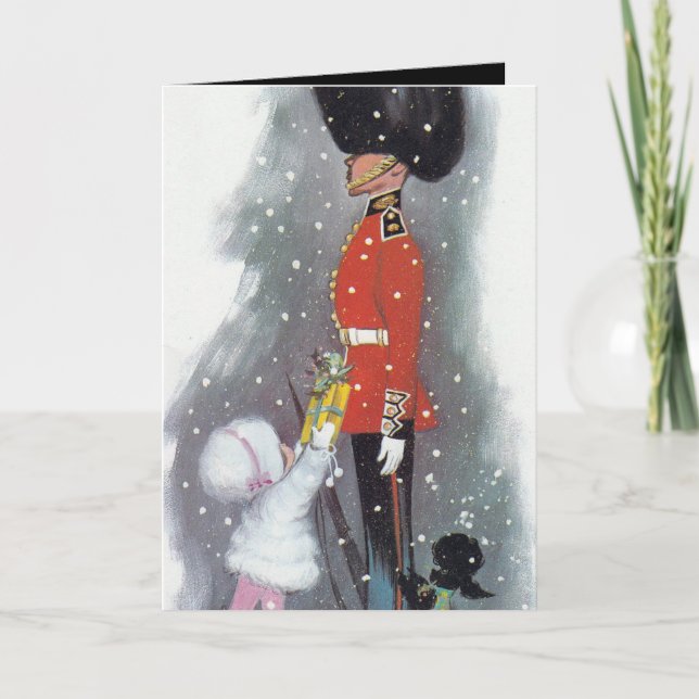 Festividades Cartão de menina retrô-personalizável da Vintage d (Frente)