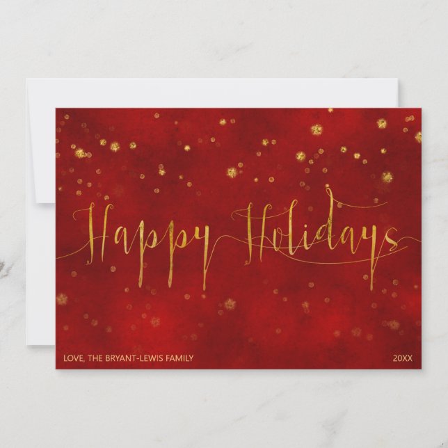 Festividades CARTÃO DE MENSAGEM HOLIDAY | Script Faux Foil Verm (Frente)