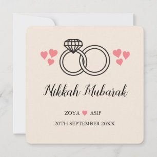 Festividades Cartão de Mubarak Personalizado Moderno Nikkah Wed