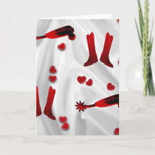 Festividades Cartão de Namorados Red Western Boots Spurs and H