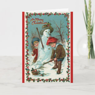 Festividades Cartão de Natais vintages Snowman e Snowball