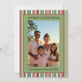 Festividades Cartão de Natal 2 Fotos Vermelho e Verde Listrado