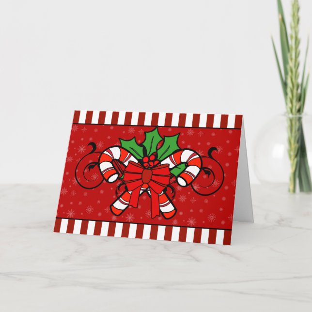 Festividades Cartão de Natal A7 Candy Cane Strips (Frente)