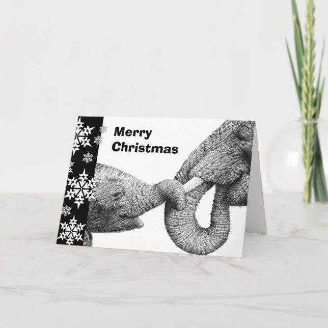 Festividades Cartão de Natal Africano Elefante e Vitelo (Frente)