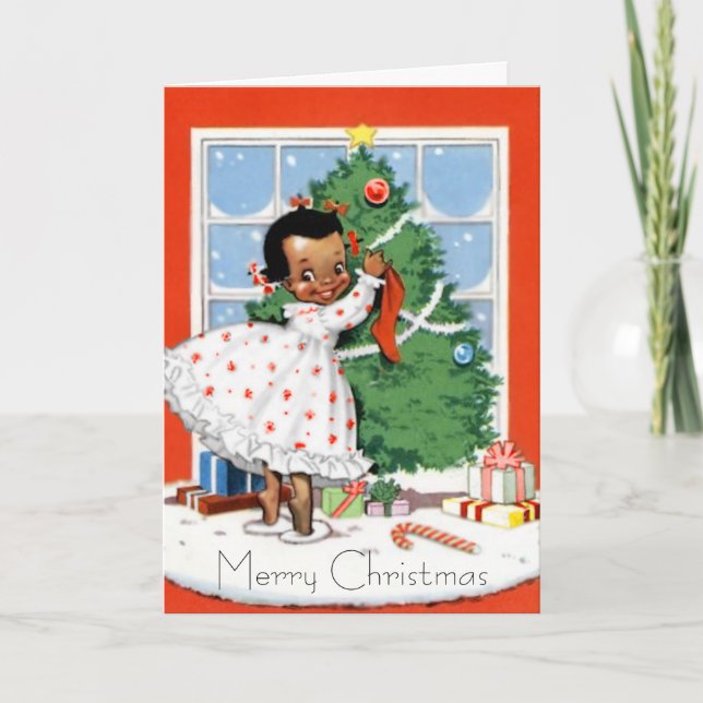 Festividades Cartão de Natal Afro-Americano (Frente)