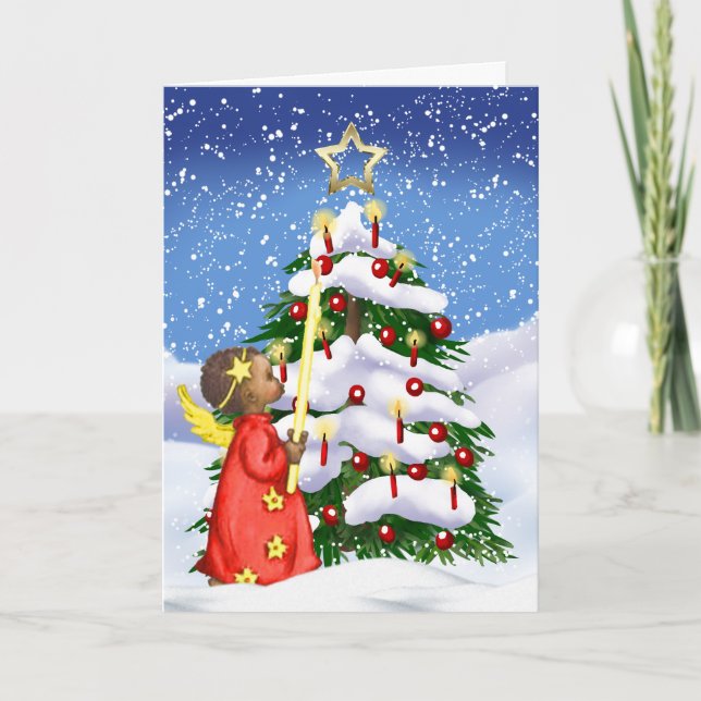 Festividades Cartão de Natal Afro-Americano (Frente)