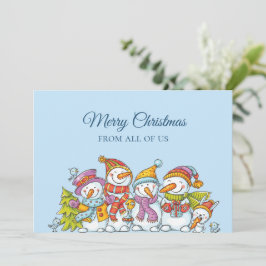 Festividades Cartão de Natal Alegre com Bonecos de Neve Diverti