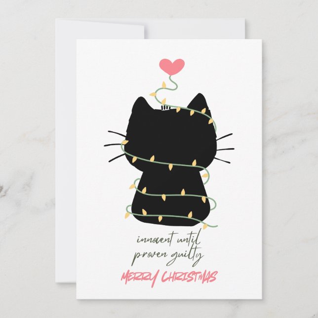 Festividades cartão de natal alegre com gato preto (Frente)