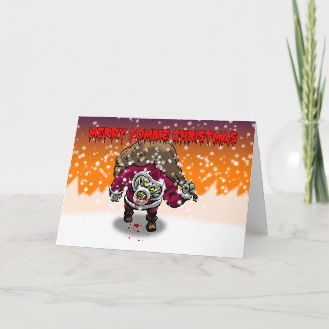 Festividades Cartão de Natal alegre do zombi (Frente)