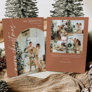 Festividades Cartão de Natal Alegre Foto Boho Terracotta