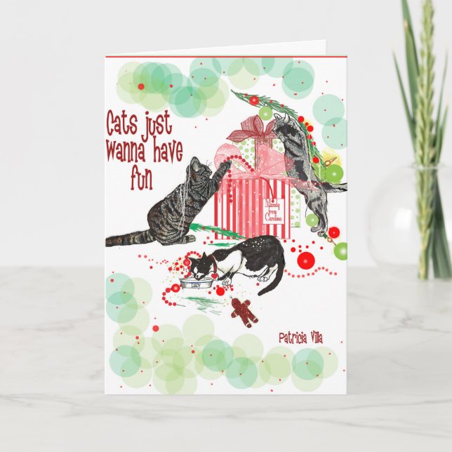 Festividades cartão de Natal amantes de gatos (Frente)