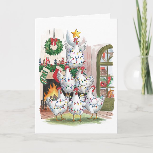 Festividades Cartão de Natal Amor de Galinha Natal (Frente)