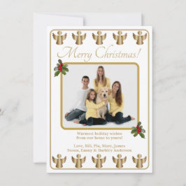 Festividades Cartão de Natal Anjos Dourados com Foto