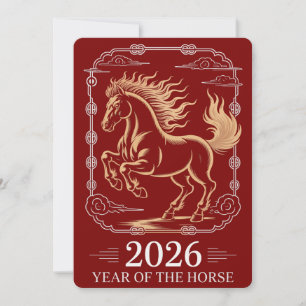 Festividades Cartão de Natal Ano do Cavalo 2026