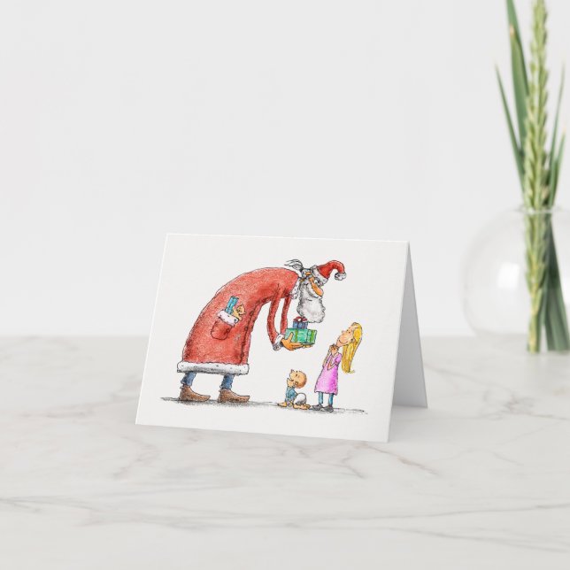 Festividades Cartão de Natal Antigo Desenhado à Mão (Frente)