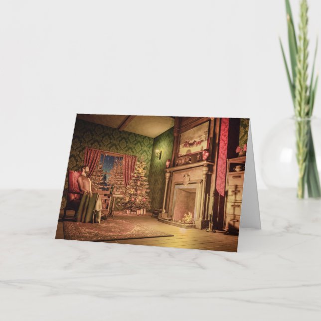 Festividades Cartão de Natal Antigo Vitoriano (Frente)