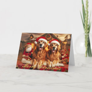 Festividades Cartão de Natal Antiquado para Retriever de Ouro 5