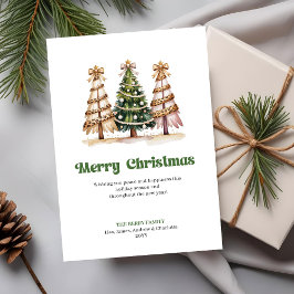 Festividades Cartão de Natal Árvore de Natal Aquarela Terrosa L