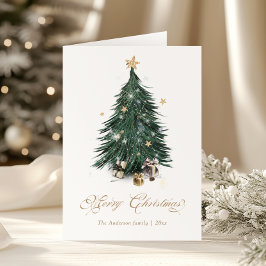 Festividades Cartão de Natal Árvore de Natal com Letra Dourada