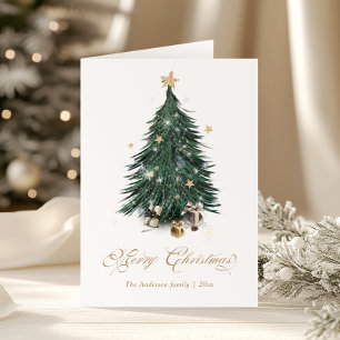 Festividades Cartão de Natal Árvore de Natal com Letra Dourada 