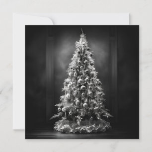 Festividades Cartão de Natal árvore de Natal preto e branco