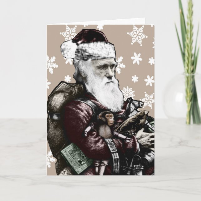 Festividades Cartão de Natal ateu de Darwin (cor) (Frente)