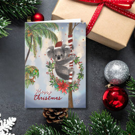 Festividades Cartão de Natal Australiano de Coala Fofo | Palmei
