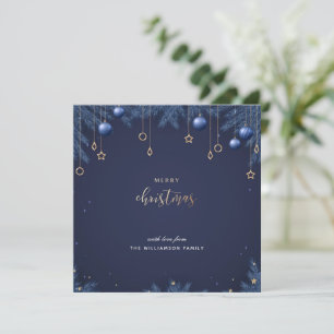 Festividades Cartão de Natal Azul de Marinho Elegante Personali