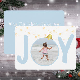 Festividades Cartão de Natal Azul Joyl Baby com Foto de Solteir